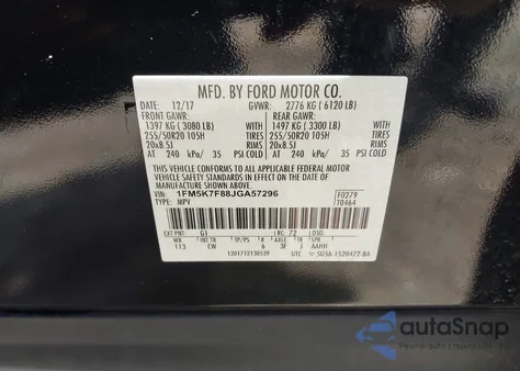2018 Ford Explorer Limited z USA, uszkodzony, nr VIN 1FM5K7F88JGA57296